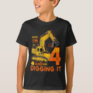 Camiseta Cuatro años, cuarto cumpleaños, niño de construcci