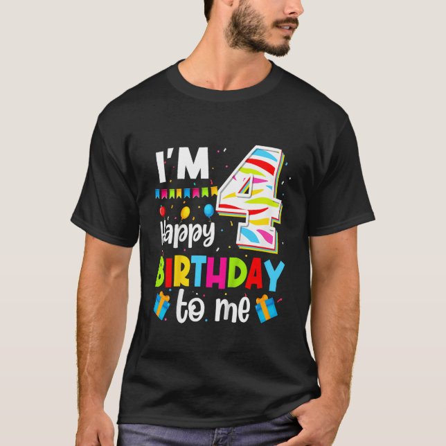 Camiseta Cuatro años cuarto feliz cumpleaños para mí chicos (Anverso)
