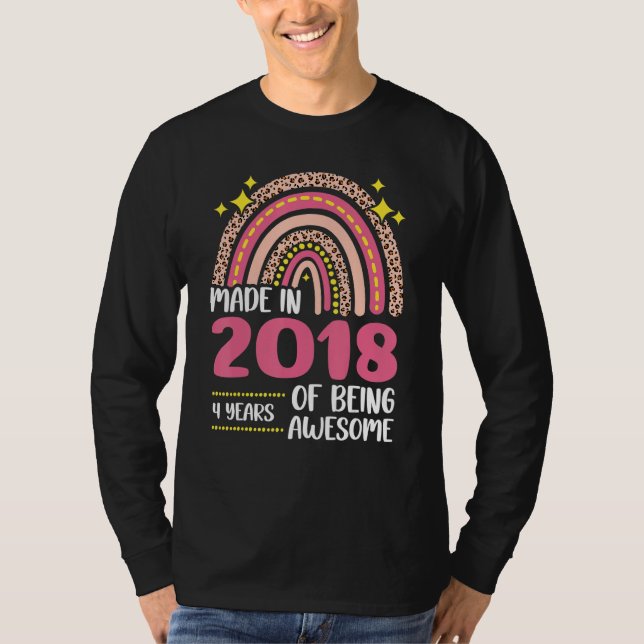 Camiseta Cuatro Años De Edad Nacida En 2018 Chicas (Anverso)