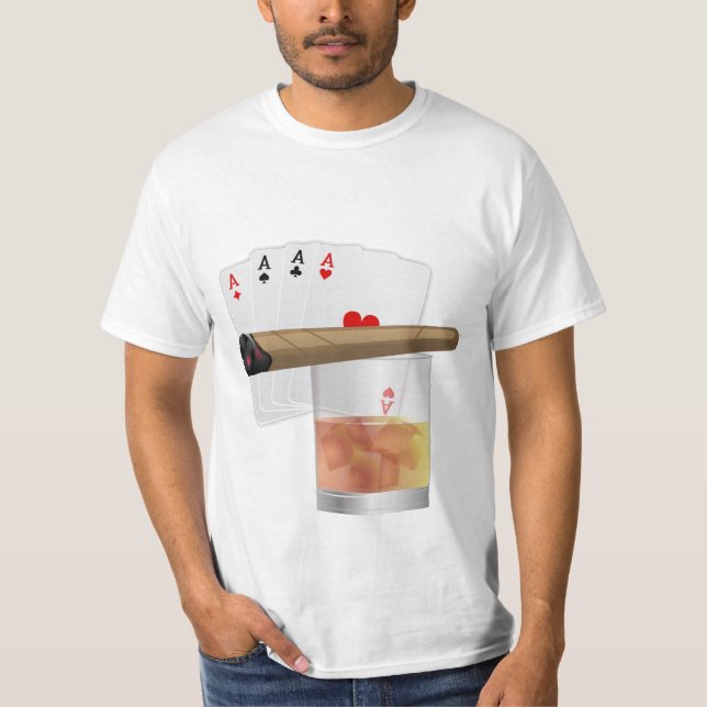Camiseta Cuatro Ases, Una Bebida Y Un Cigar (Anverso)