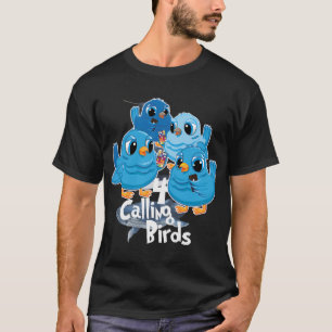 Camiseta Cuatro Aves Llamando 12 Días Navidades Cantan Dive