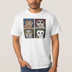 Camiseta Cuatro búhos del color (oscuros)