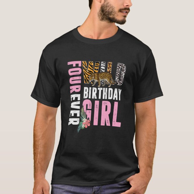 Camiseta Cuatro Chicas de cumpleaños salvajes leopardo Patt (Anverso)