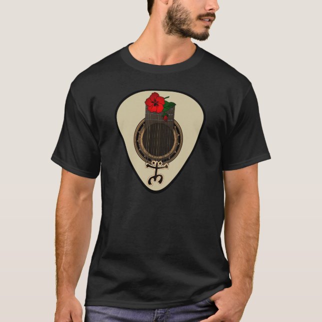 Camiseta Cuatro coqui taíno Púa de guitarra de flores de Pu (Anverso)