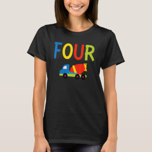 Camiseta Cuatro cumpleaños 4 años construcción Tru de niño 