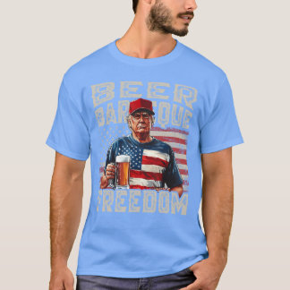 Camiseta Cuatro De Julio Barbacoa Cerveza Y Libertad Rojo B