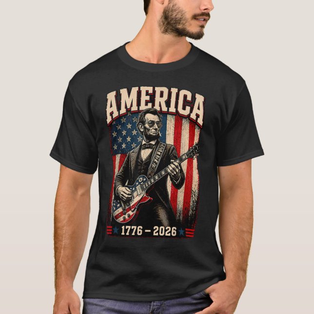 Camiseta Cuatro de Julio Tocando Abe Lincoln (Anverso)