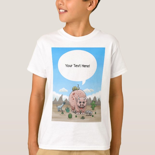 Camiseta Cuatro dinosaurios de fantasía (Anverso)