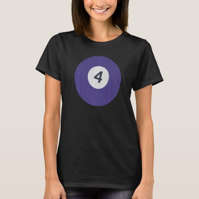Camiseta Cuatro equipos número 4 Lucky Purple Ball Billiard (Anverso)