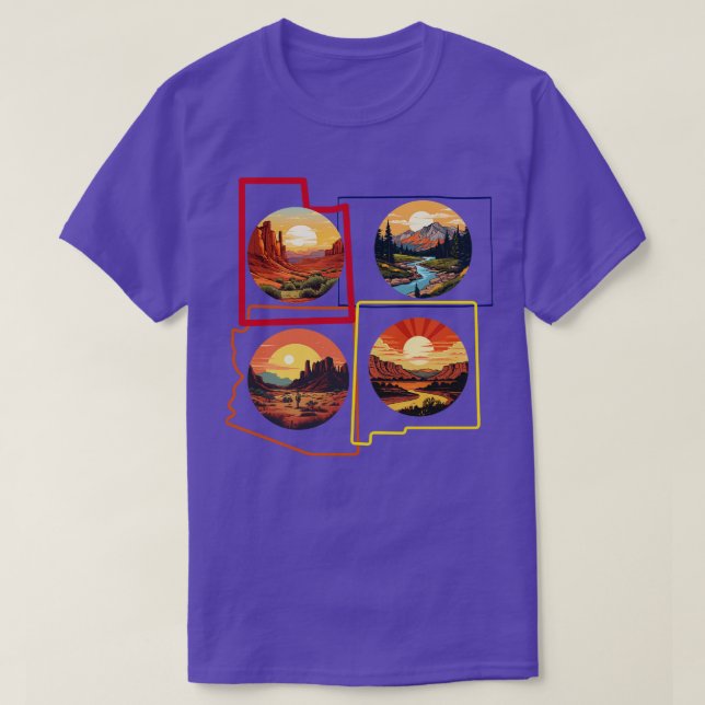 Camiseta Cuatro esquinas Arizona Colorado Nuevo México y Ut (Diseño del anverso)