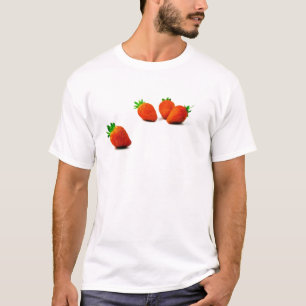 Camiseta Cuatro fresas en el fondo blanco