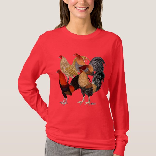 Camiseta Cuatro gallos de pelea (Anverso)