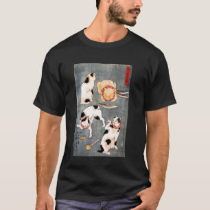 Camiseta Cuatro gatos en diferentes poses de Kuniyoshi Utag