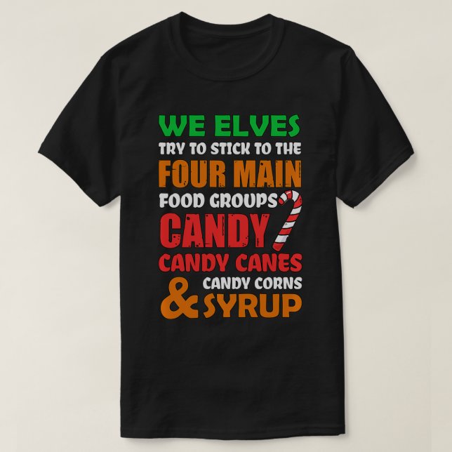 Camiseta Cuatro grupos principales de alimentos Elf Funny N (Diseño del anverso)