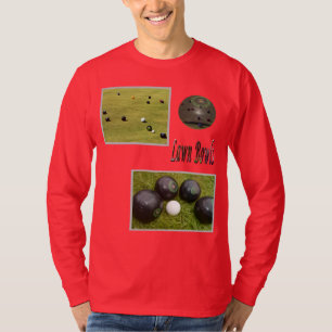 Camiseta Cuatro imágenes de bowling en césped,