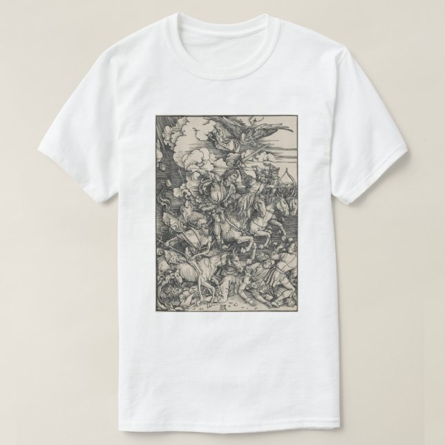 Camiseta Cuatro jinetes de la apocalipsis por Durer (Diseño del anverso)