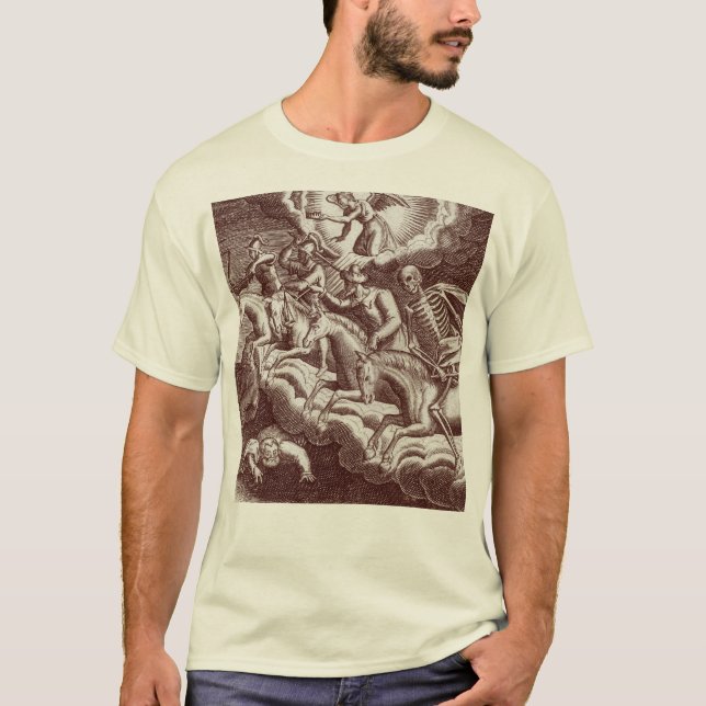 Camiseta Cuatro jinetes de la impresión vieja de la biblia (Anverso)