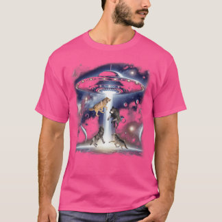 Camiseta Cuatro Lobos Con Ufo Lobos Graciosos Ufos Alien Wo
