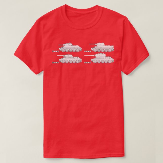 Camiseta Cuatro modificaciones del tanque T34 de la URSS (Diseño del anverso)