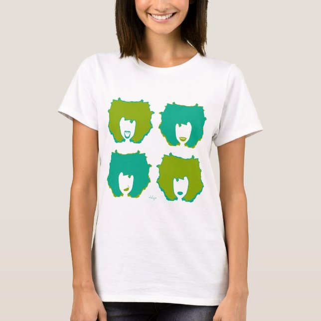 Camiseta CUATRO MODOS en VERDE AZULADO y VERDE (Anverso)
