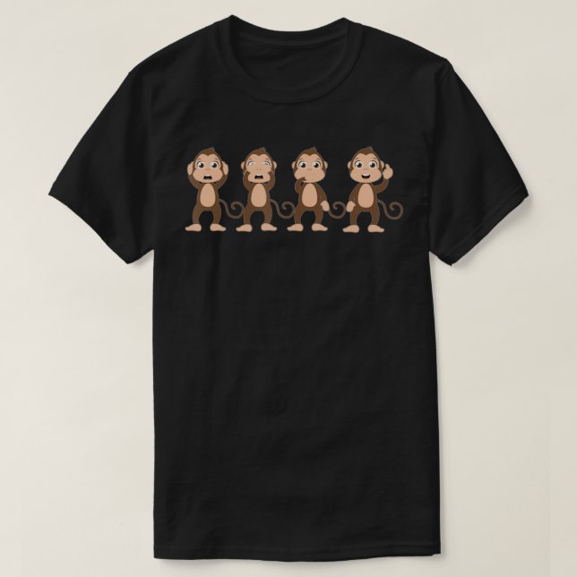Camiseta Cuatro monos sabios  (Diseño del anverso)