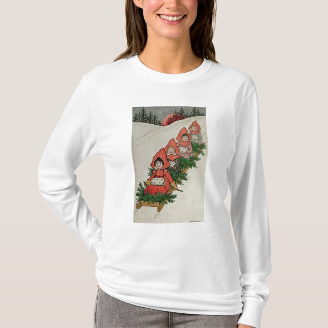Camiseta Cuatro niñas en un trineo (Anverso)
