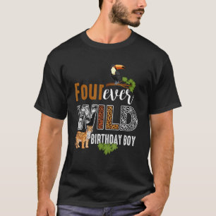 Camiseta Cuatro niños de cumpleaños salvajes tigre de vida 