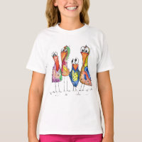 Cuatro pájaros coloridos y mullidos