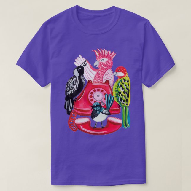 Camiseta Cuatro pájaros llamantes 12 días de Navidades rosa (Diseño del anverso)