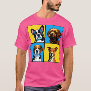 Camiseta Cuatro perros enmarcados con fondo amarillo