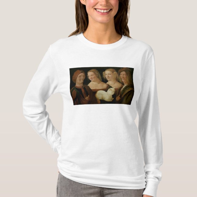 Camiseta Cuatro personas que se ríen de la vista de un gato (Anverso)