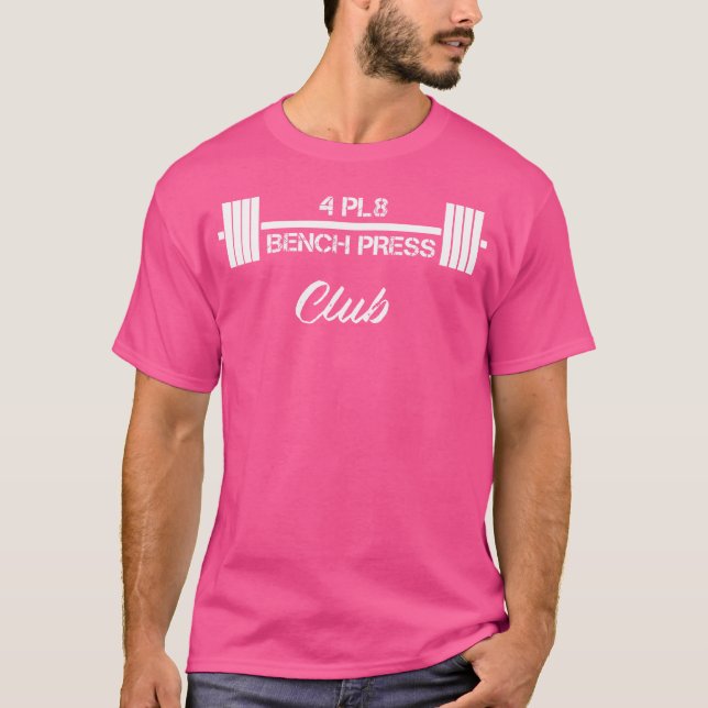 Camiseta Cuatro Placas Banca Prensa 4 Pl8 Levantamiento de  (Anverso)