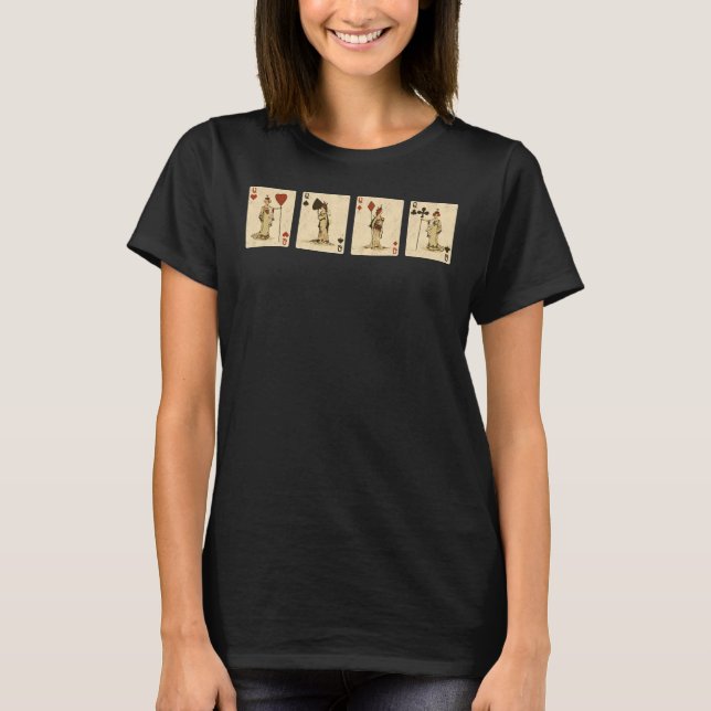 Camiseta Cuatro Reinas de Cartas Vintage (Anverso)