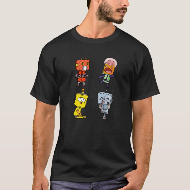 Camiseta Cuatro robots (Anverso)