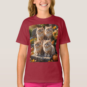 Camiseta Cuatro sabrosos y esponjosos gatitos otoñales con