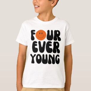 Camiseta Cuatro Siempre Joven Cumpleaños Cuarto Niño Cumple