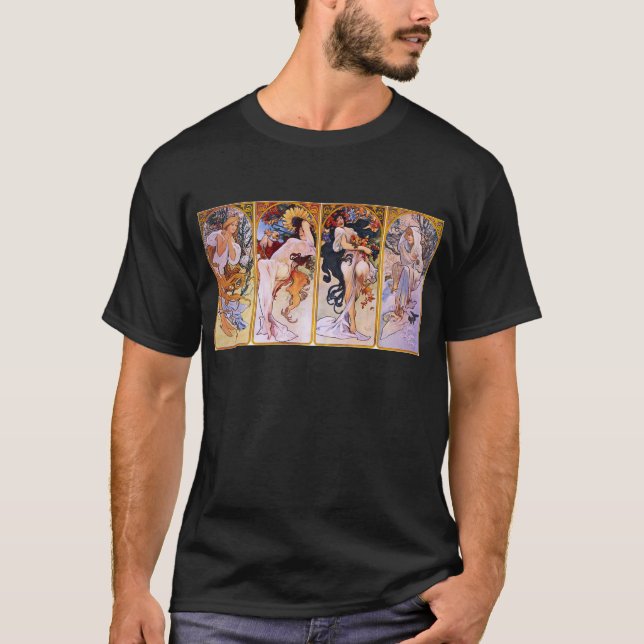 Camiseta Cuatro temporadas de Alphonse Mucha (Anverso)