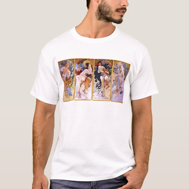 Camiseta Cuatro temporadas de Alphonse Mucha (Anverso)