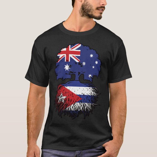 Camiseta Cuba Bandera de raíces cubanas australianas (Anverso)