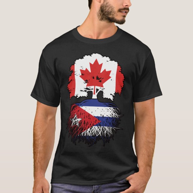 Camiseta Cuba Bandera de raíces cubanas canadienses de árbo (Anverso)