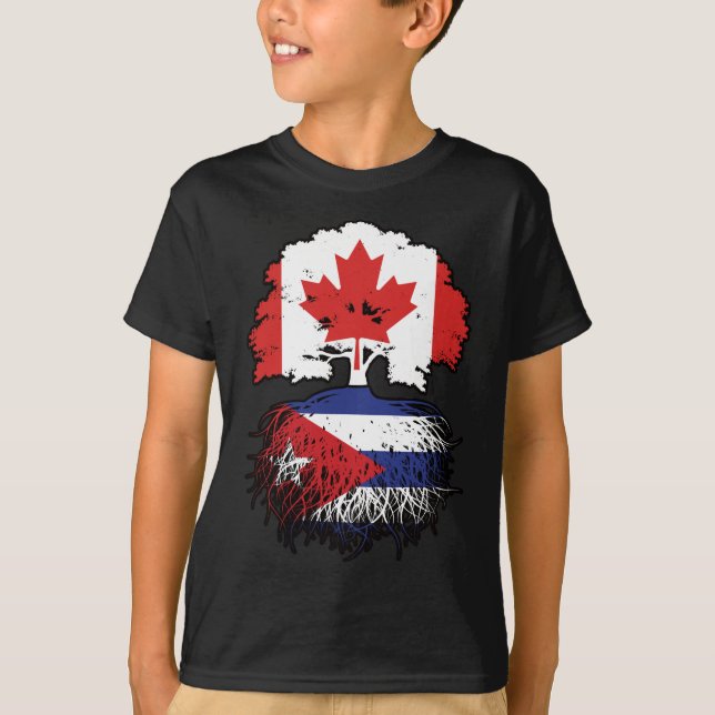 Camiseta Cuba Bandera de raíces cubanas canadienses de árbo (Anverso)