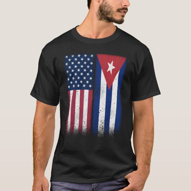 Camiseta Cuba Banderas cubanoamericanas enorgullecen a Esta (Anverso)