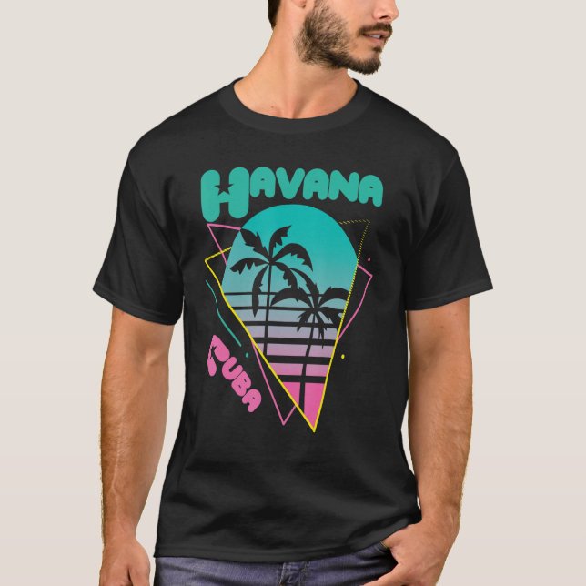 Camiseta Cuba Ciudad de La Habana Árbol de palmeras Caribe  (Anverso)