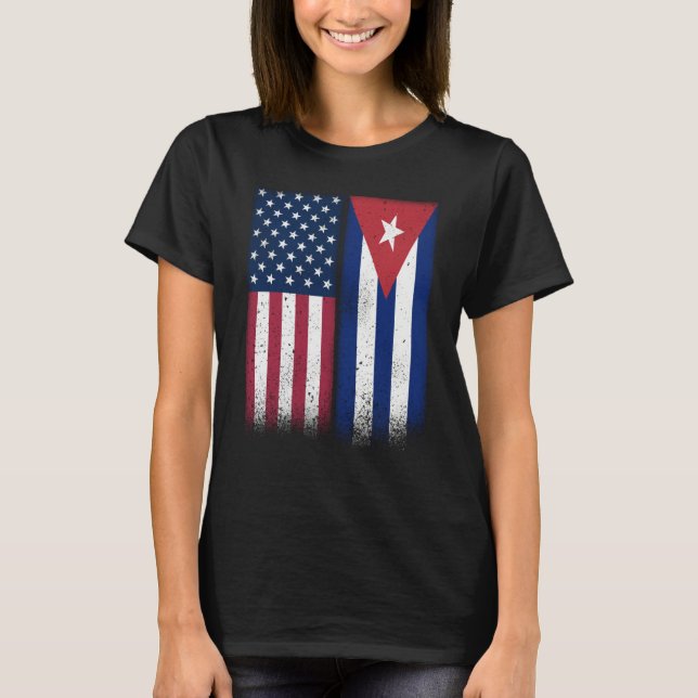Camiseta Cuba Cuban American Flags Proud USA Cuba (Anverso)