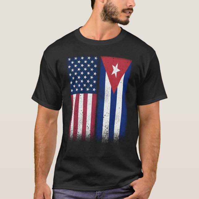 Camiseta Cuba Cuban American Flags Proud USA Cuba (Anverso)