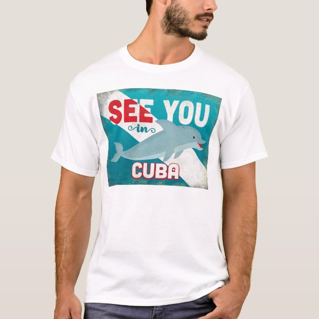 Camiseta Cuba Delfín - Viaje retro vintage (Anverso)