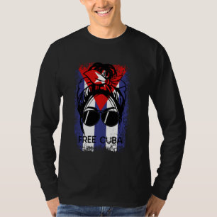 Camiseta Cuba: Desordenado Hair Bun Sos Bandera Libre De Cu