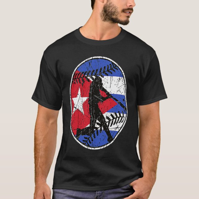 Camiseta Cuba Flag Baseball Hitter Cuban Baseball Fan Cuban (Anverso)