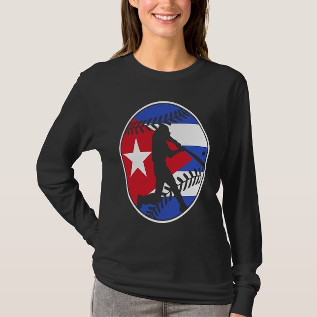 Camiseta Cuba Flag Baseball Hitter Cuban Flag (Anverso)