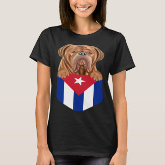 Camiseta Cuba Flag Dogues de Bordeaux Dog In Pocket